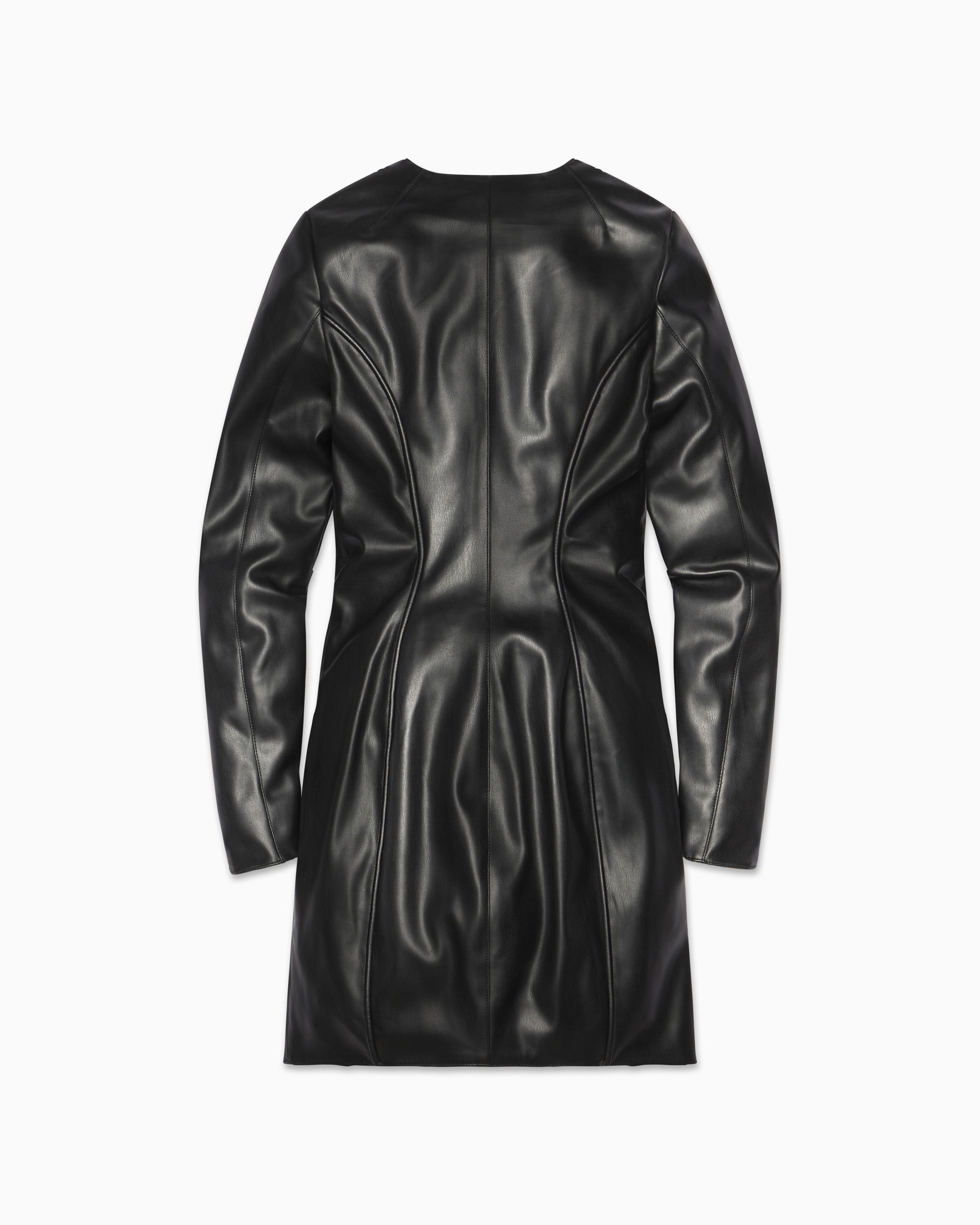 Faux Leather Long Sleeve Mini Dress | Black