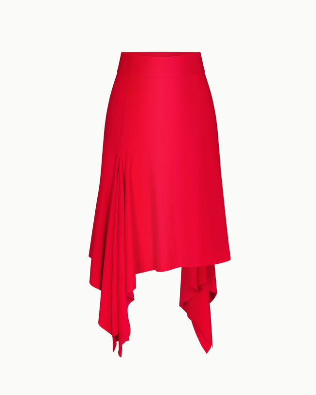 Sleek Stretch Asymmetrical Skirt | Tomato