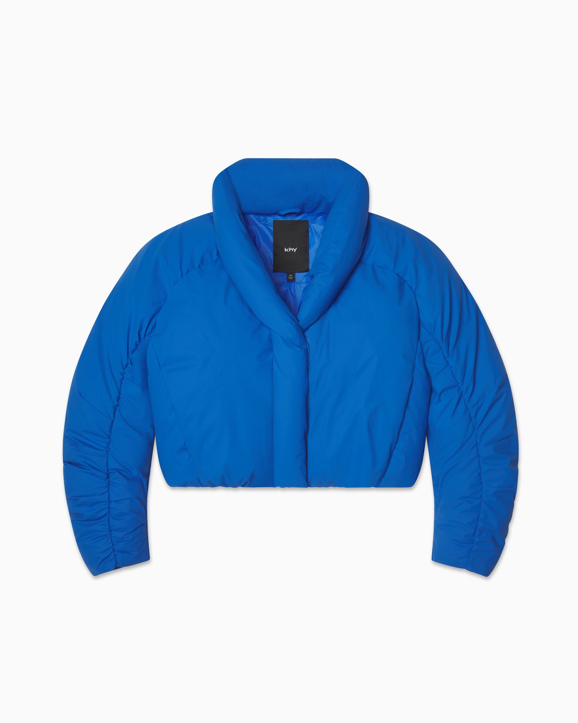 cobalt blue puffer jacket