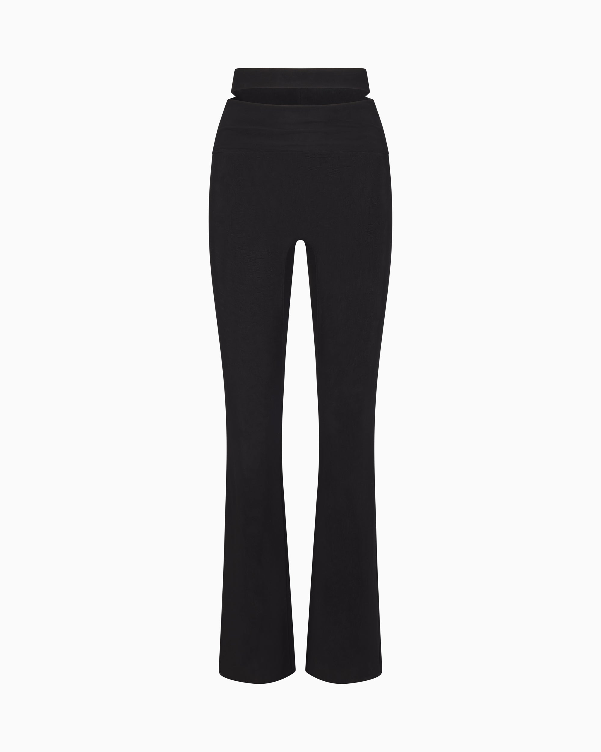 Mesh Stretch Cutout Foldover Pant | Black