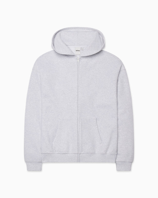 Fleece Oversized Zip Hoodie | Light Heather Grey