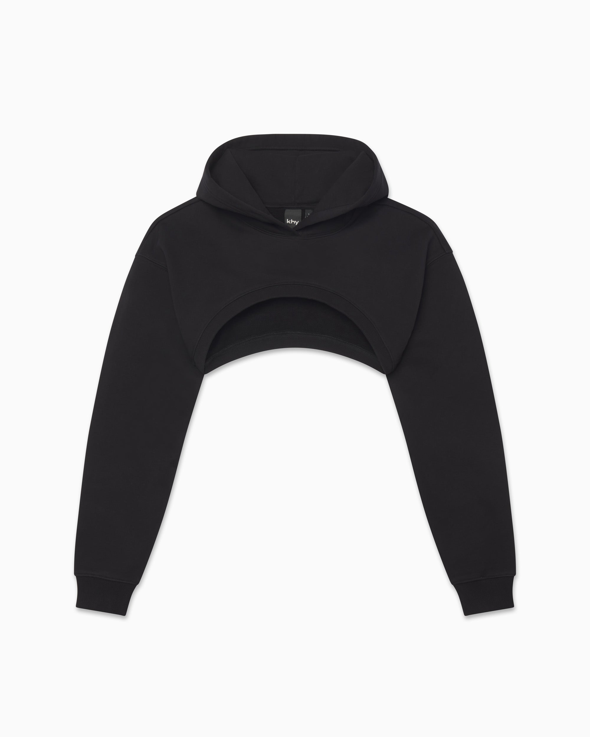 Fleece Super Cropped Hoodie | Black