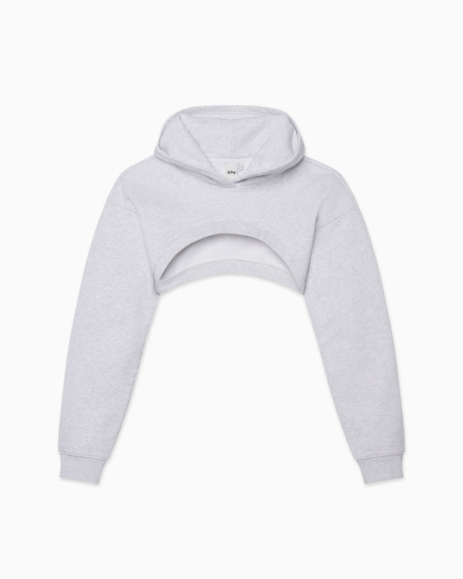 Fleece Super Cropped Hoodie | Light Heather Grey