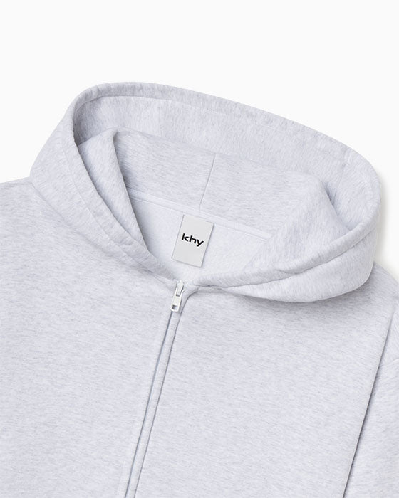 Fleece Zip Hoodie with Oversized Hood | Light Heather Grey