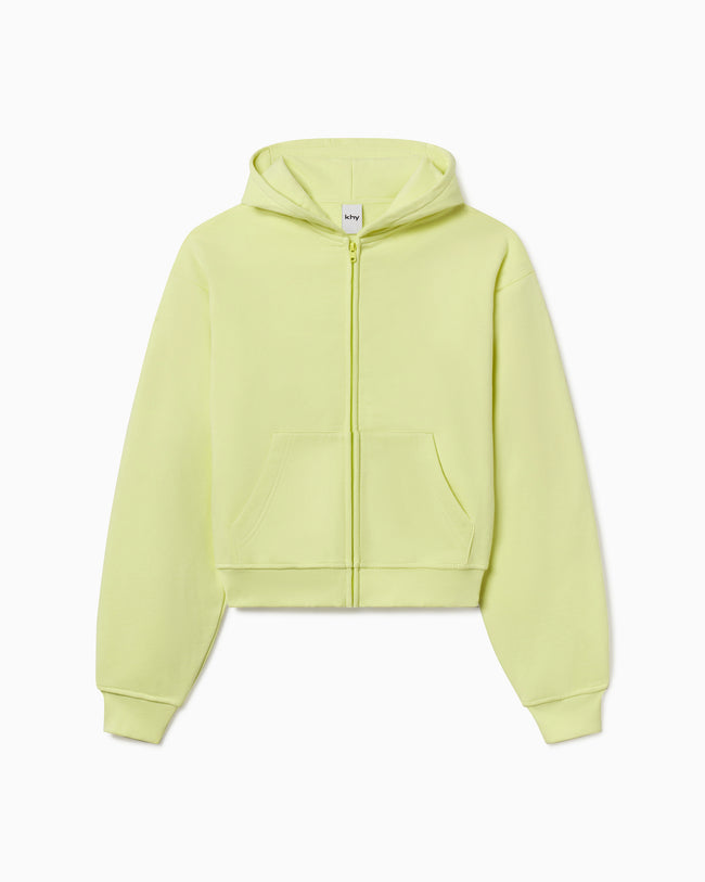 Fleece Zip Hoodie with Oversized Hood | Limoncello