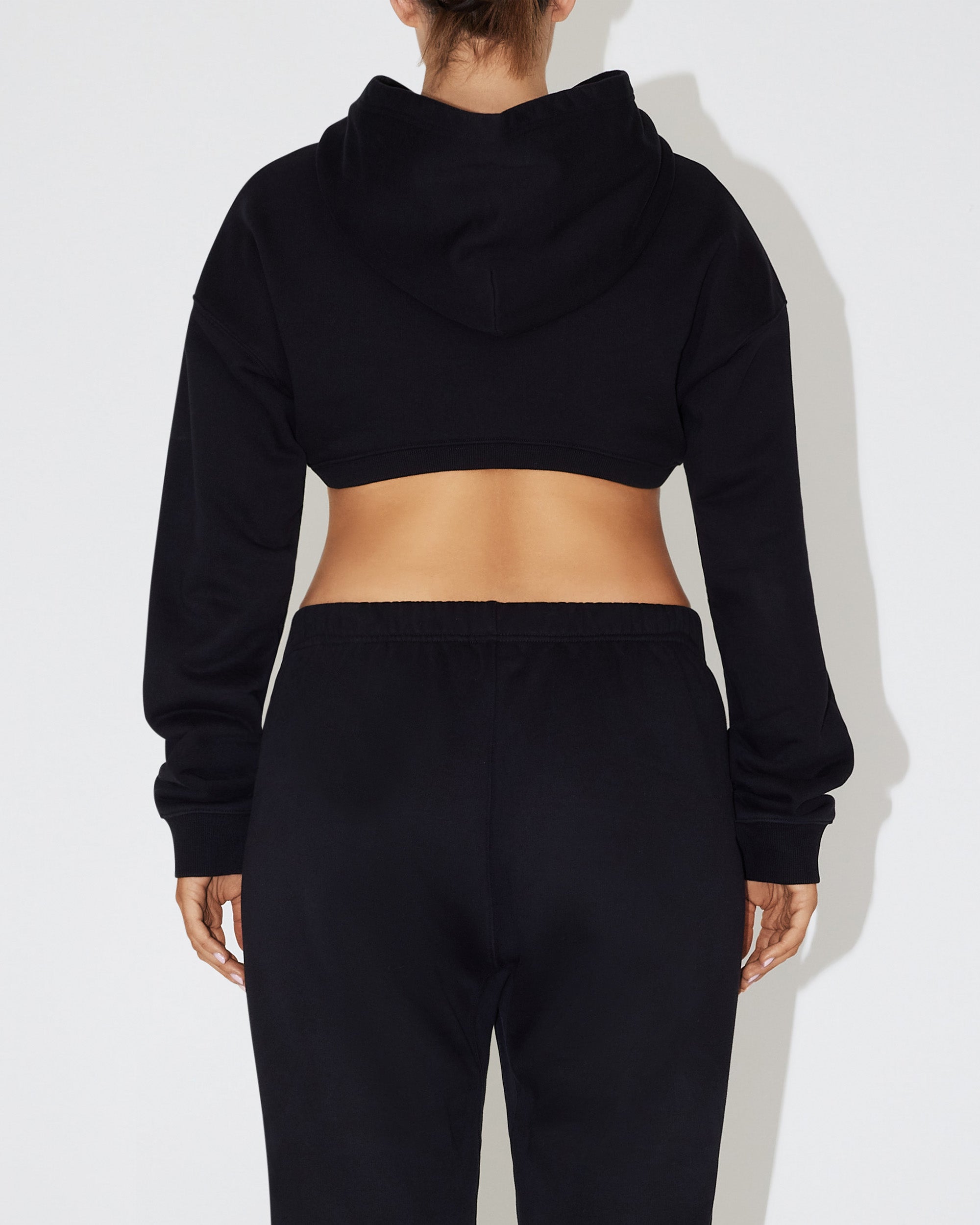 Fleece Super Cropped Hoodie | Black