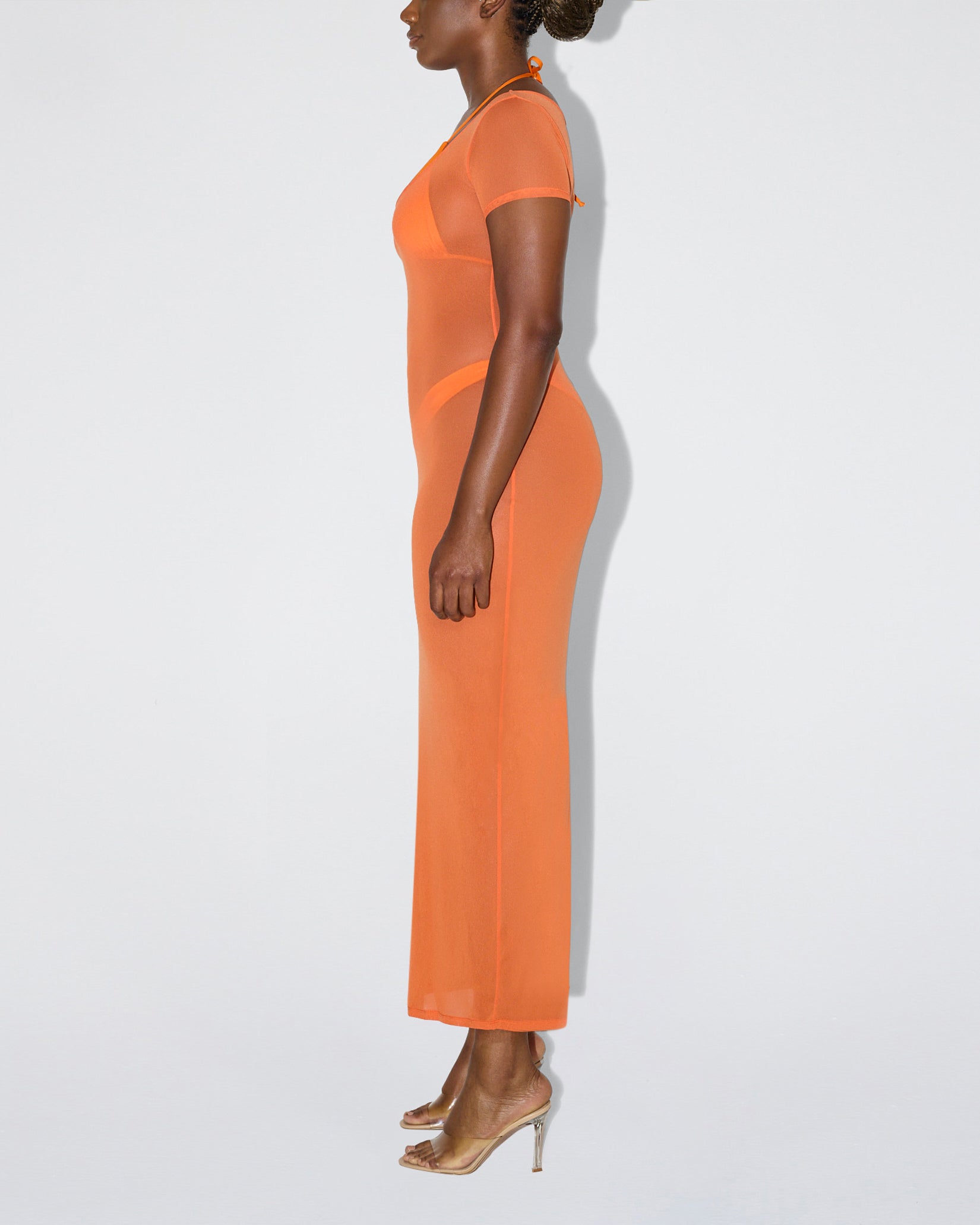 Mesh Scoop Neck Maxi Dress | Sunset