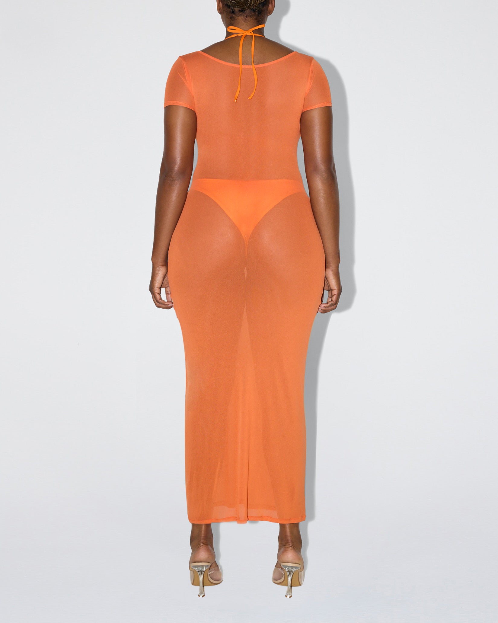 Mesh Scoop Neck Maxi Dress | Sunset