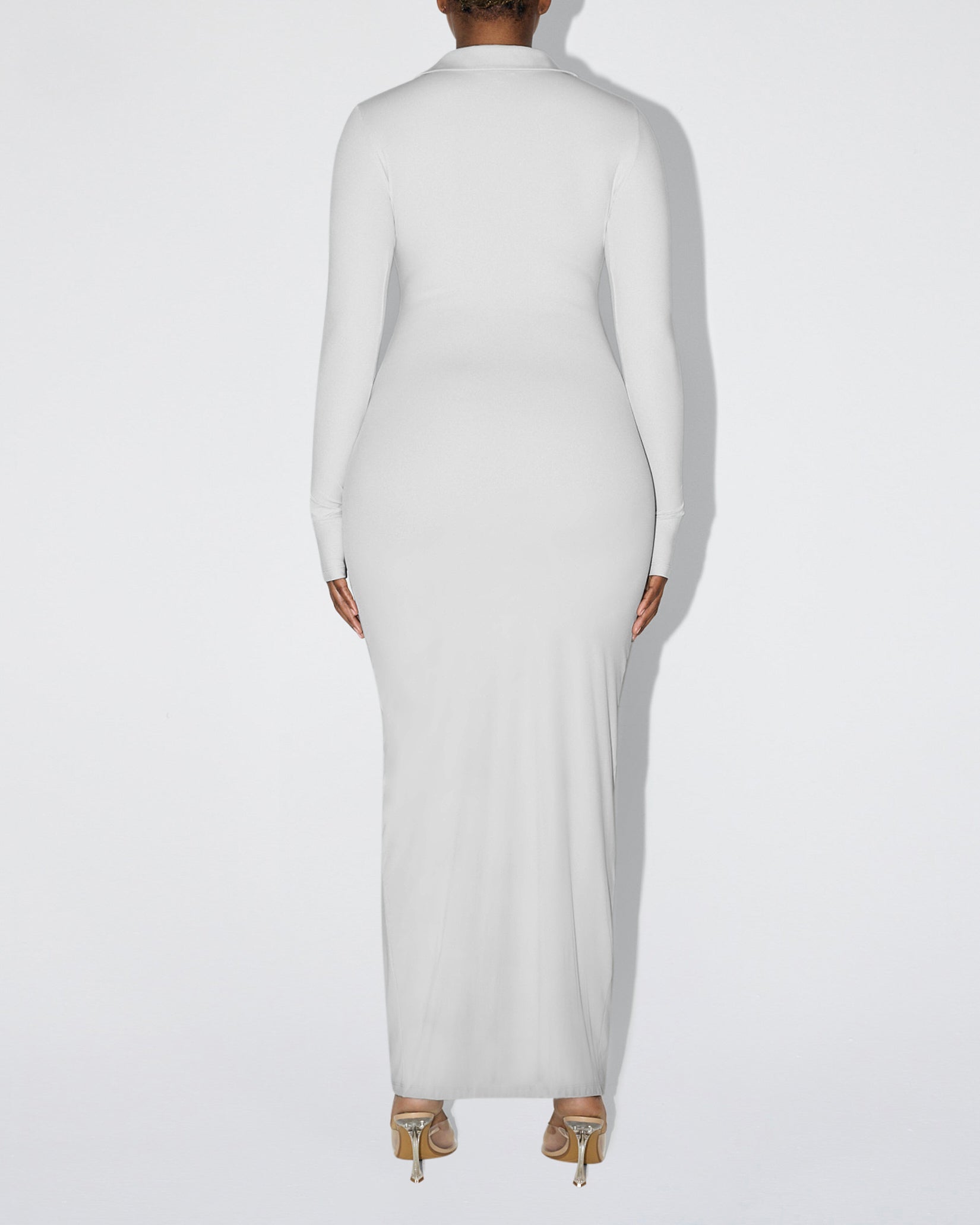 Smooth Stretch Ruched Maxi Dress | Light Grey