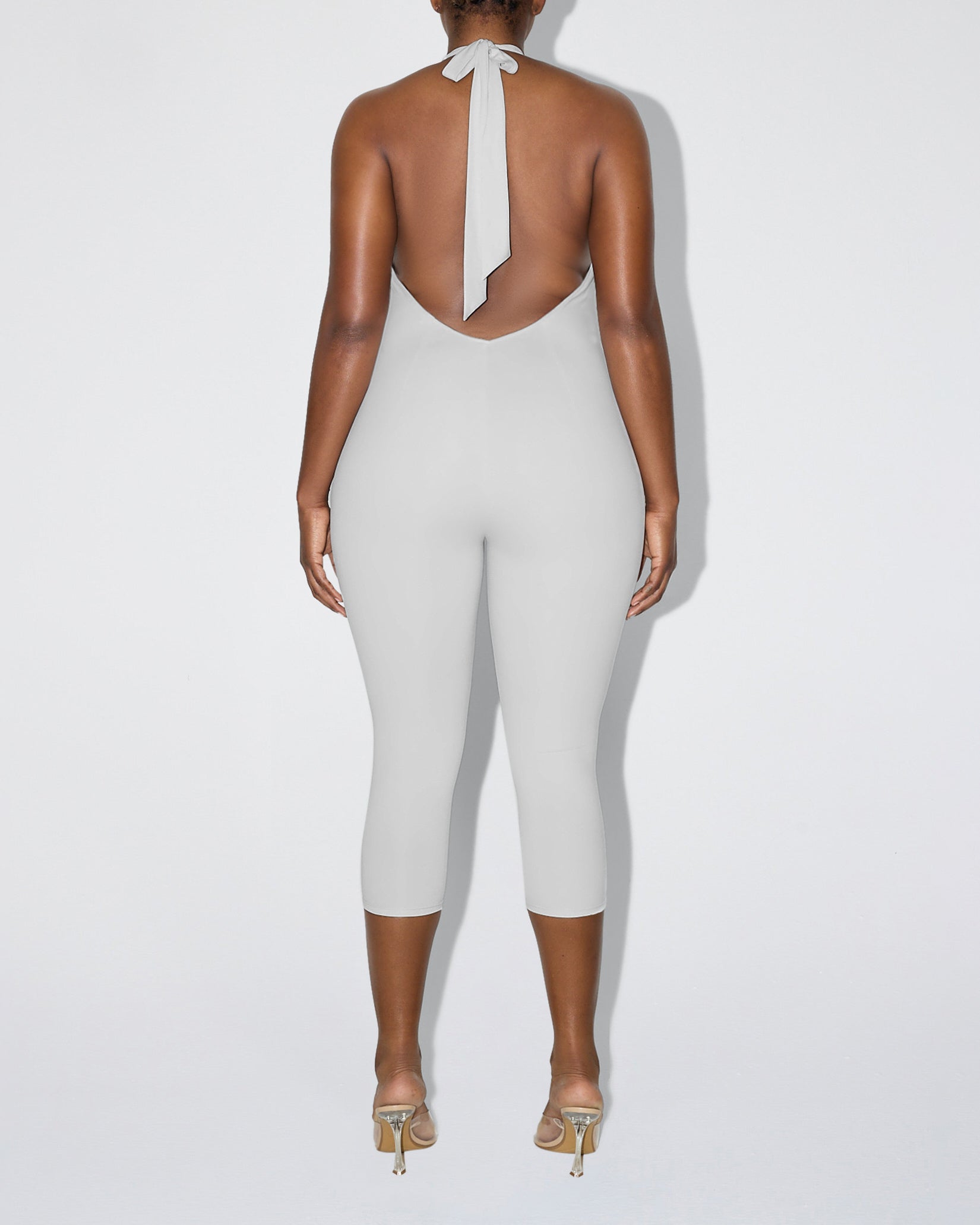 Smooth Stretch Capri Catsuit | Light Grey