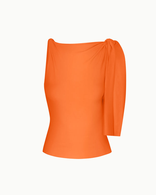 Sleek Stretch Knotted Top | Papaya