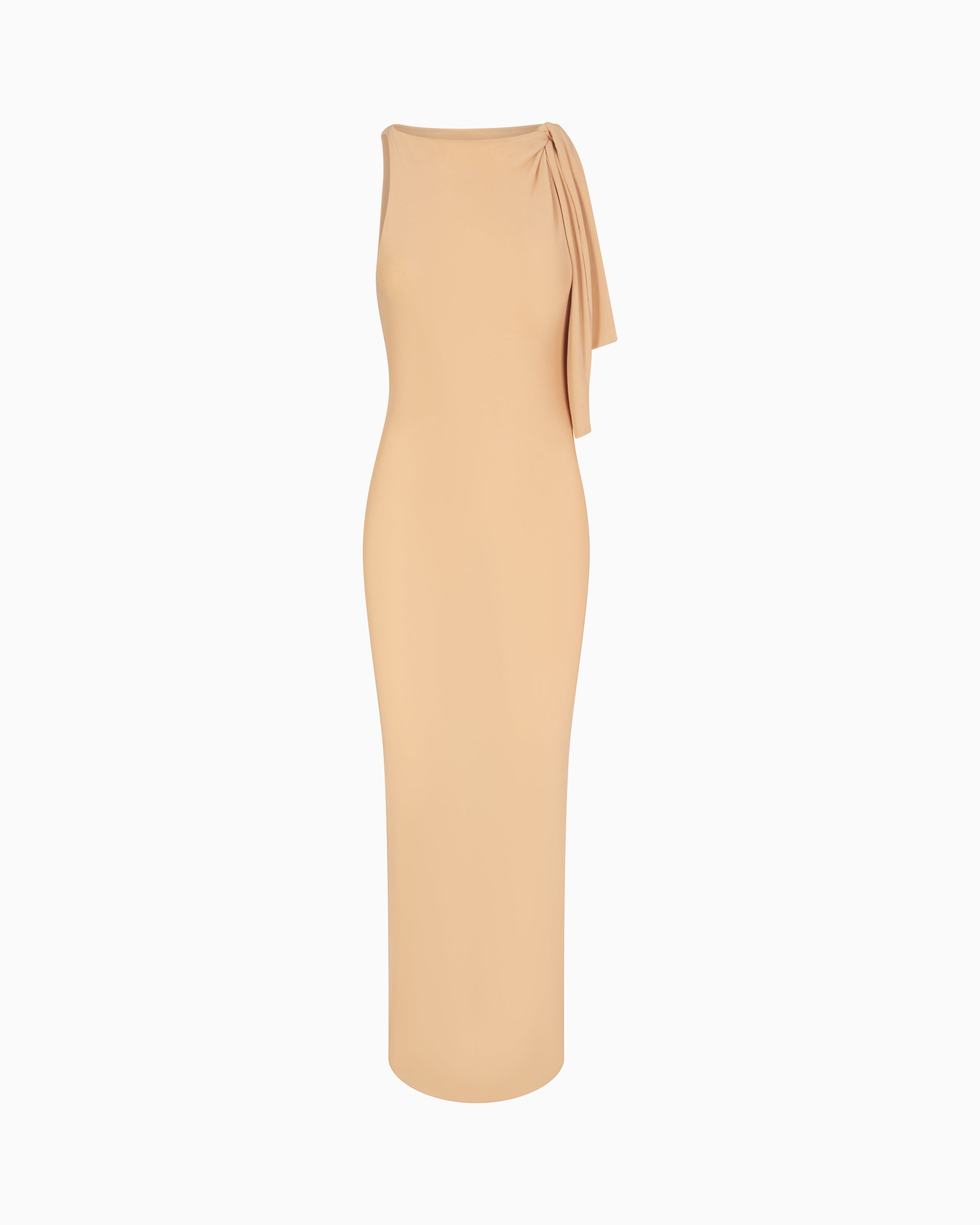 Mesh Stretch Knotted Maxi Dress | Nude