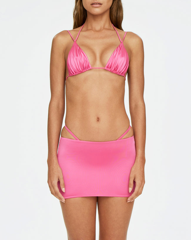 Satin Ultra Mini Swim Skirt | Candy Pink