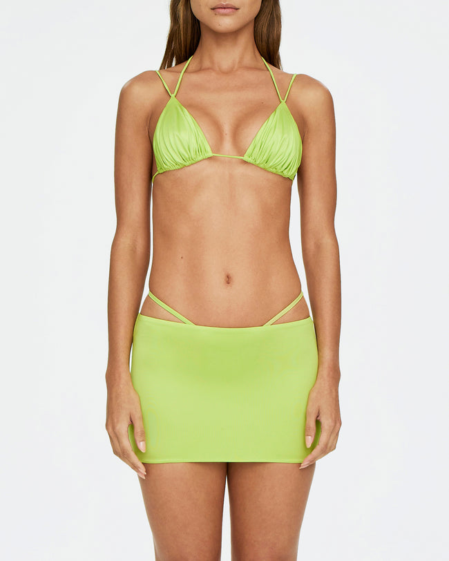 Satin Ultra Mini Swim Skirt | Lime