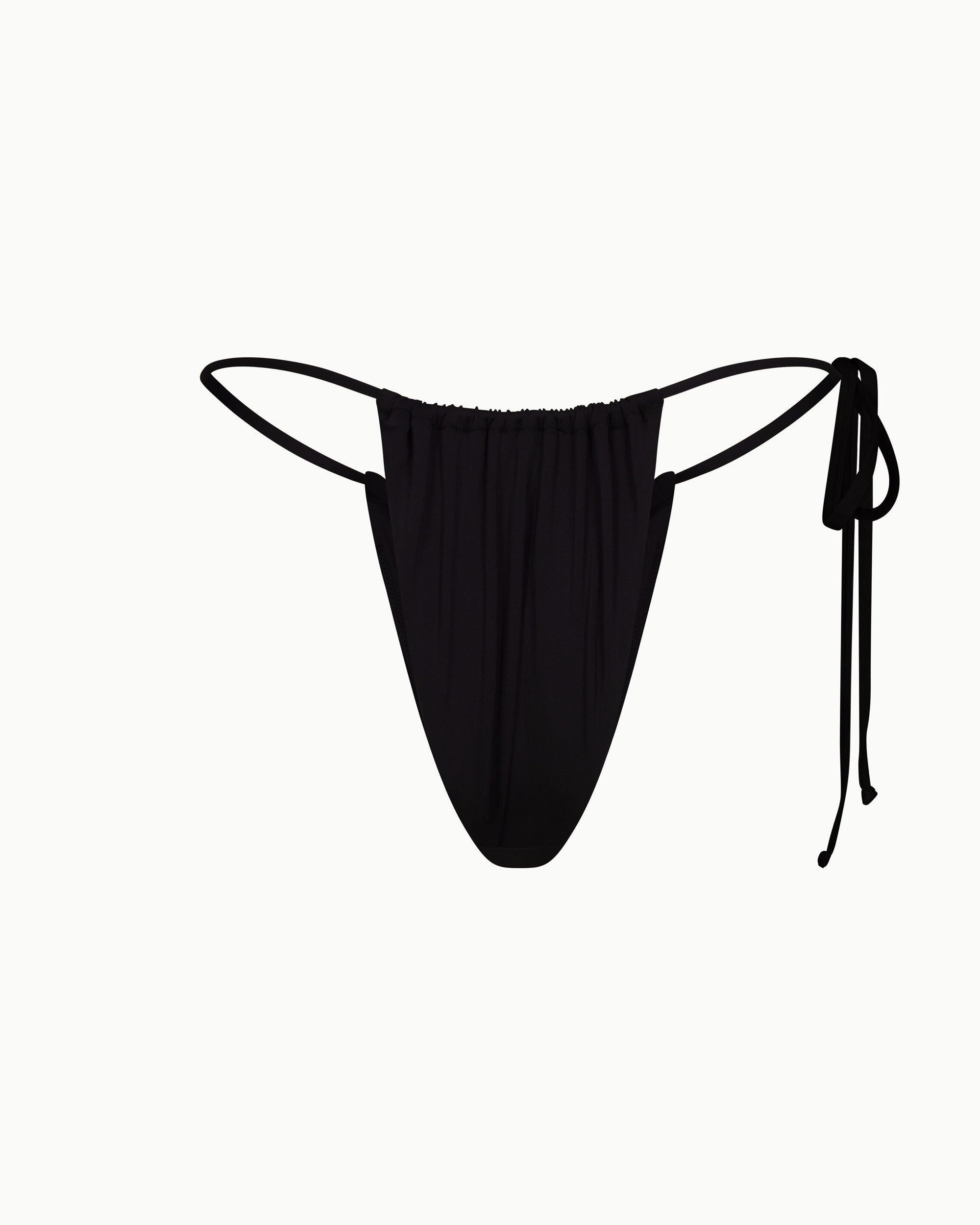 Ruched Tie Bikini Bottom | Black