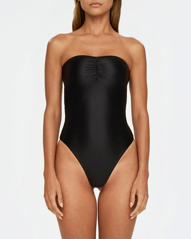 Strapless Ruched One Piece | Black