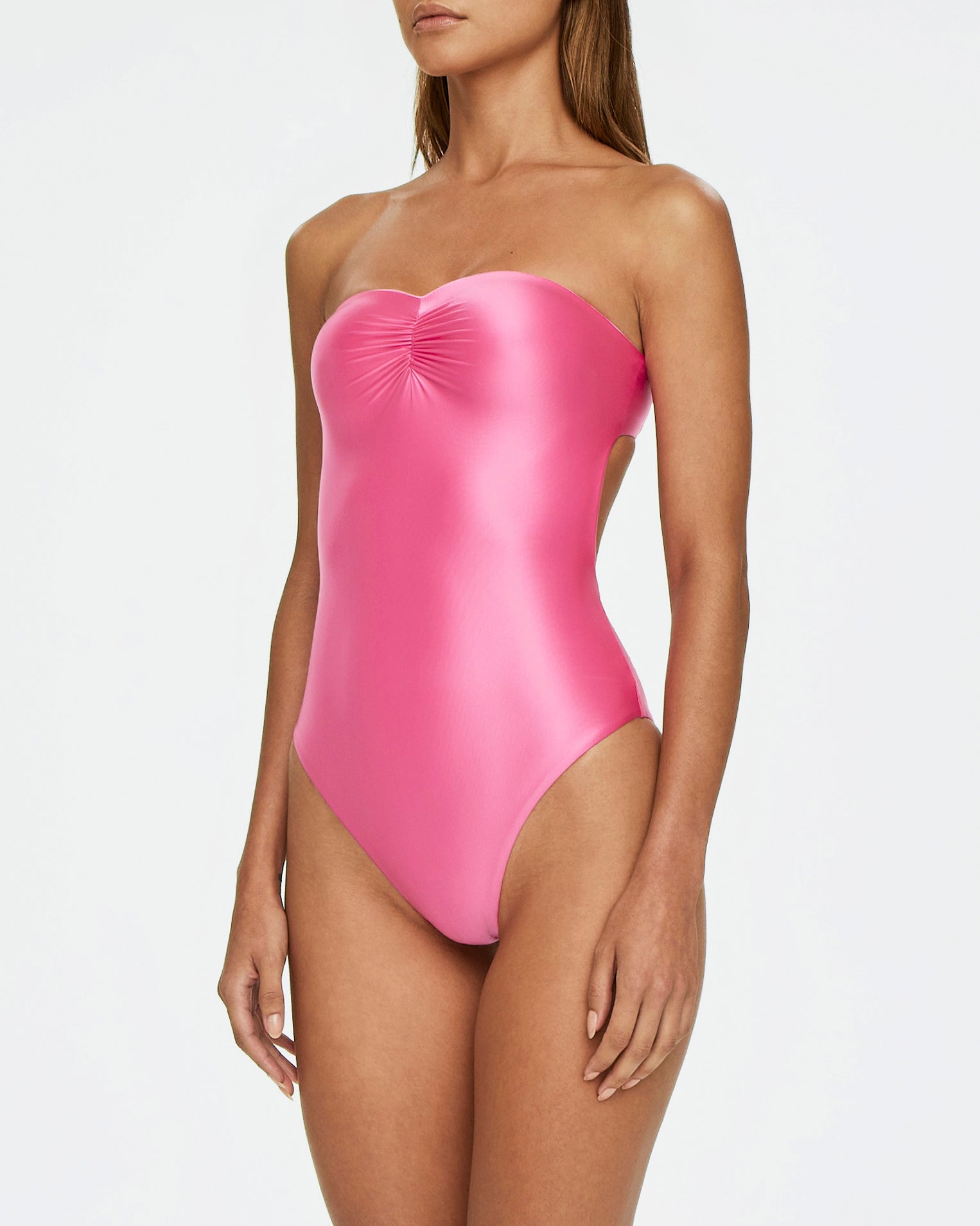 Strapless Ruched One Piece | Candy Pink