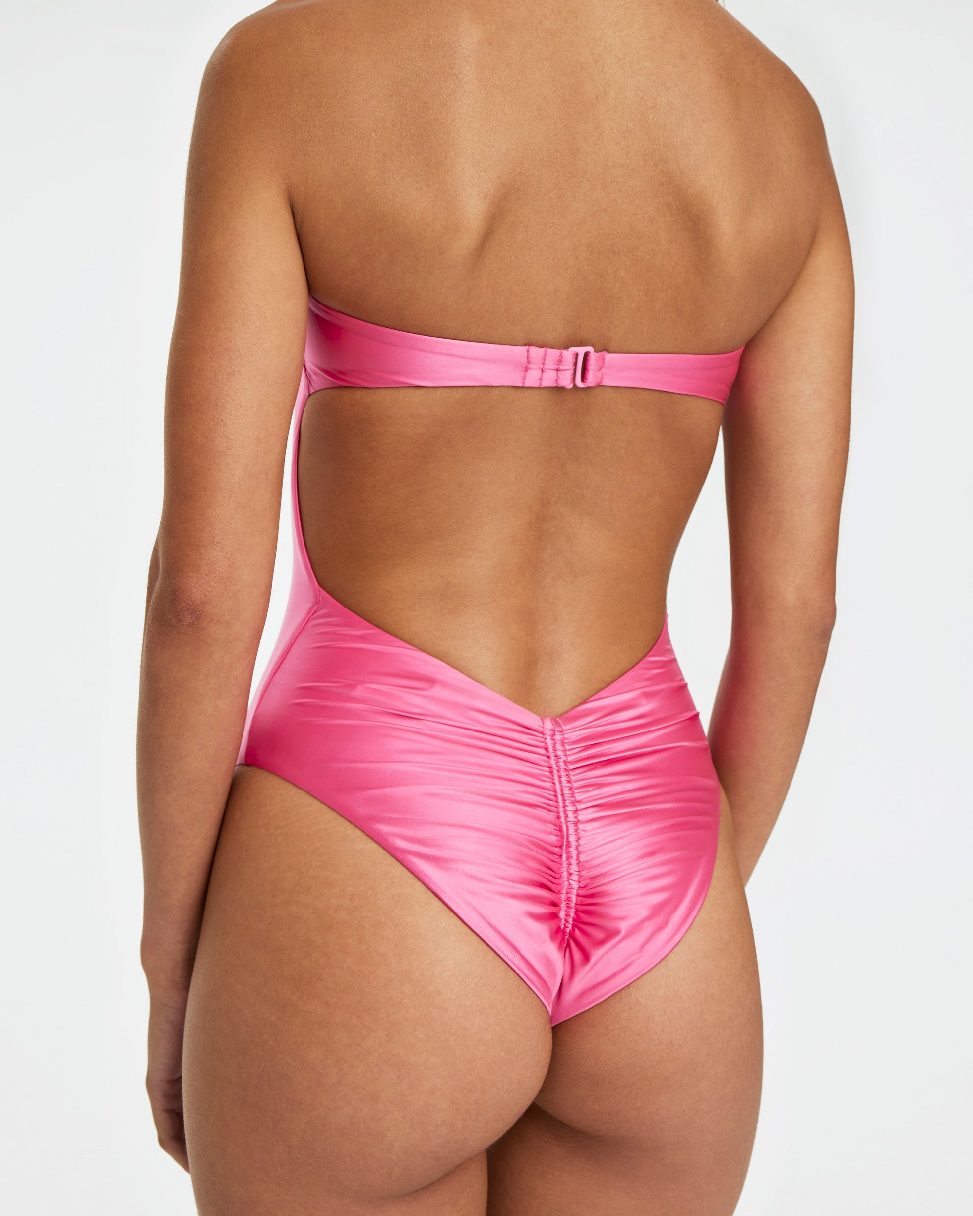 Strapless Ruched One Piece | Candy Pink