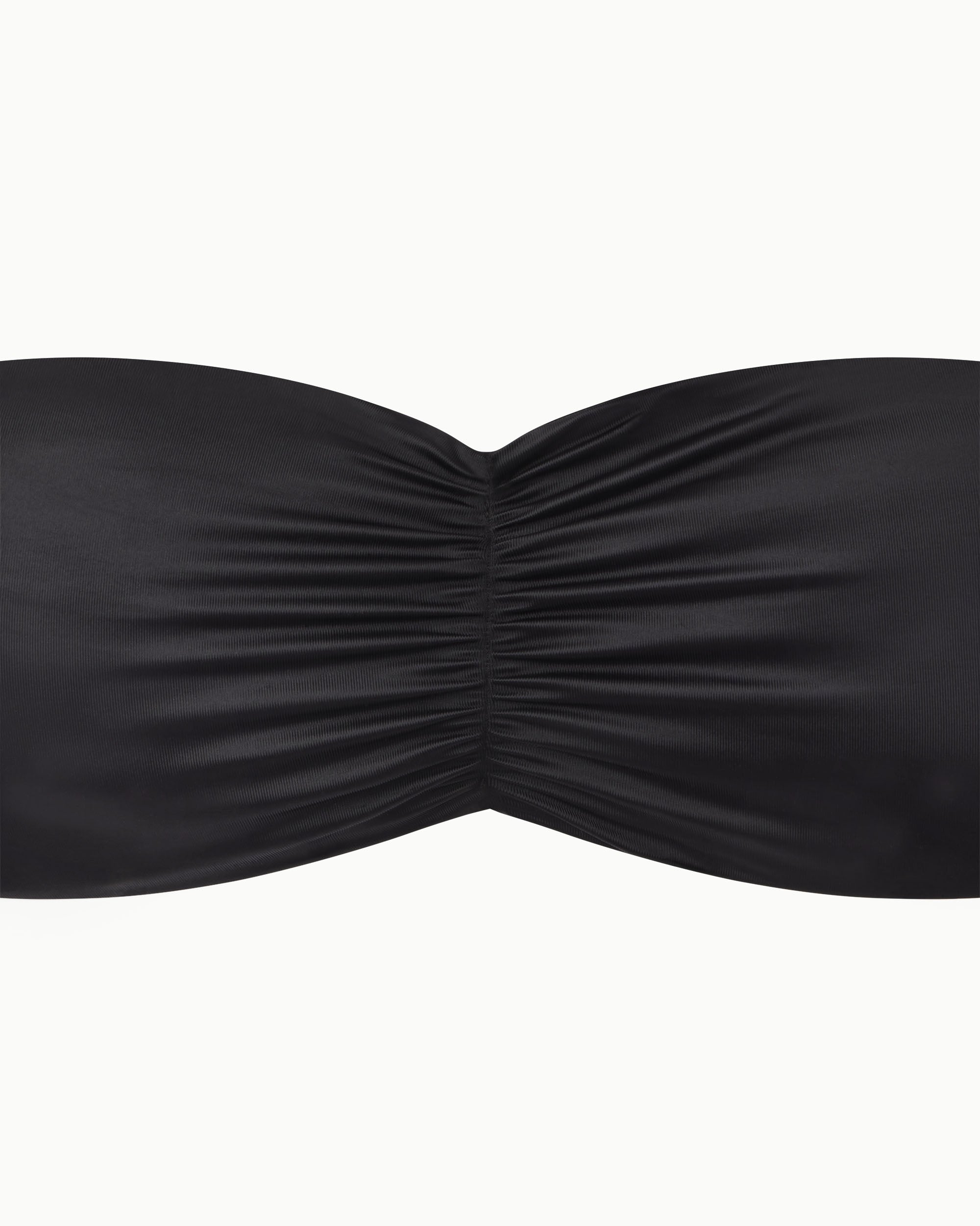 Ruched Bandeau Bikini Top | Black