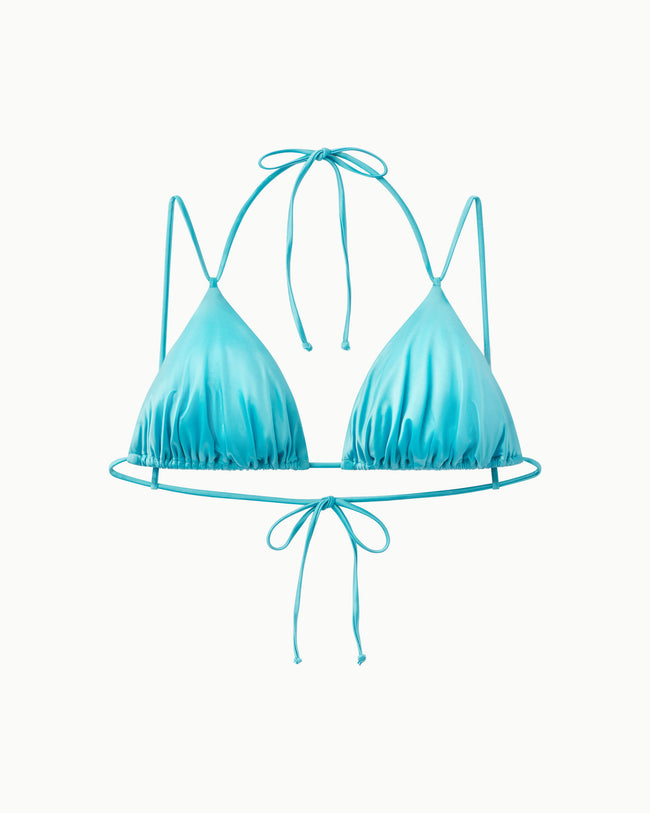 Ruched Triangle Bikini Top | Aqua