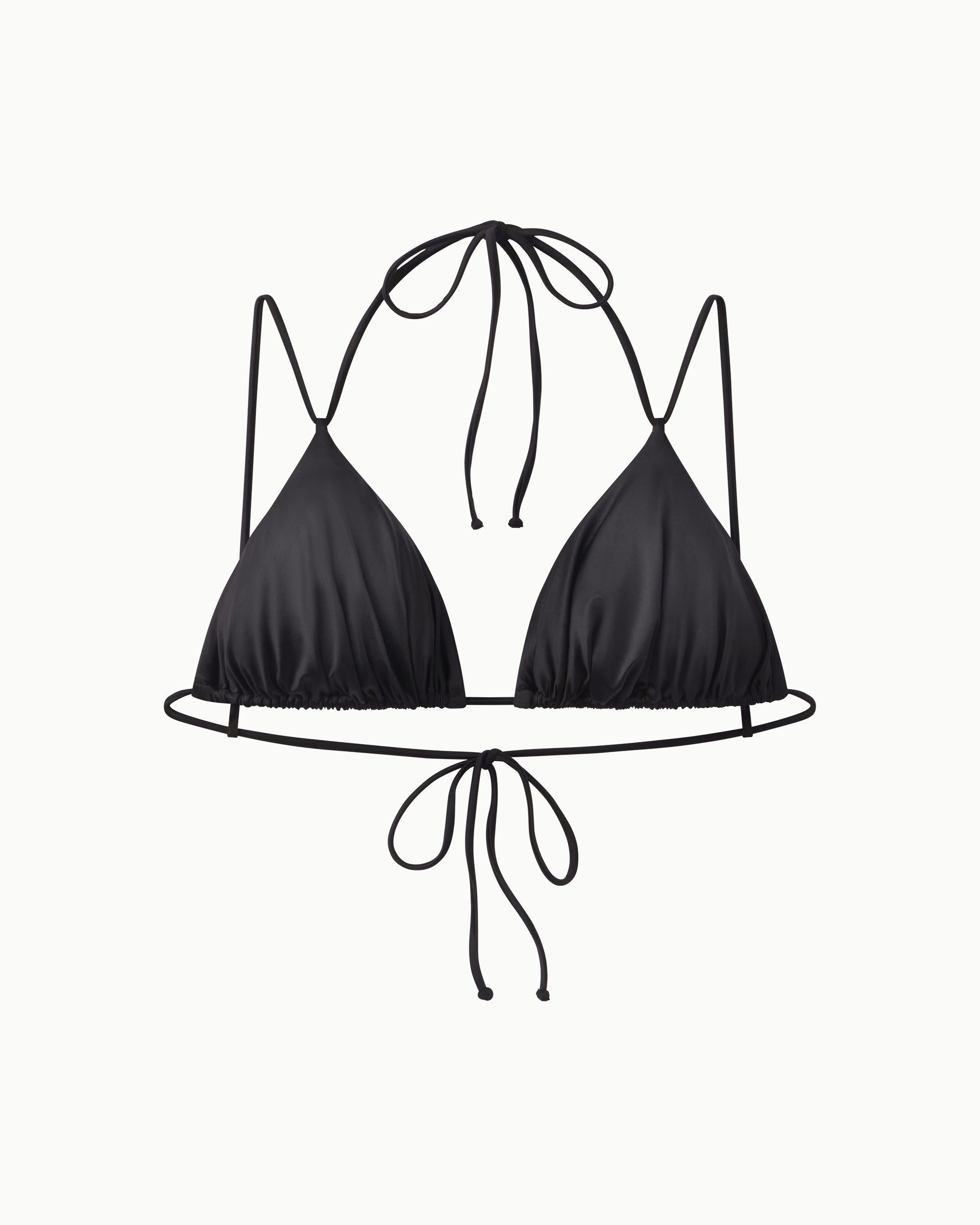 Ruched Triangle Bikini Top | Black