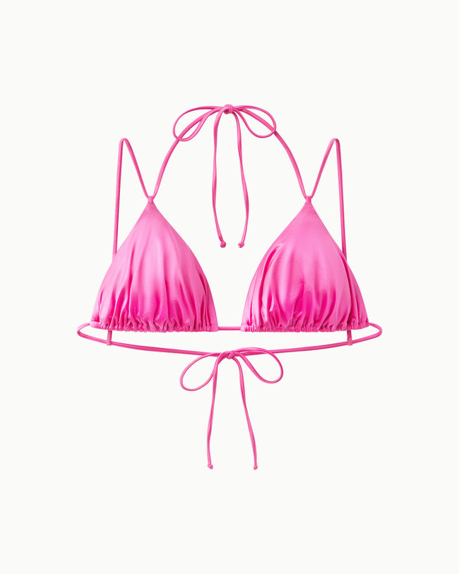 Ruched Triangle Bikini Top | Candy Pink