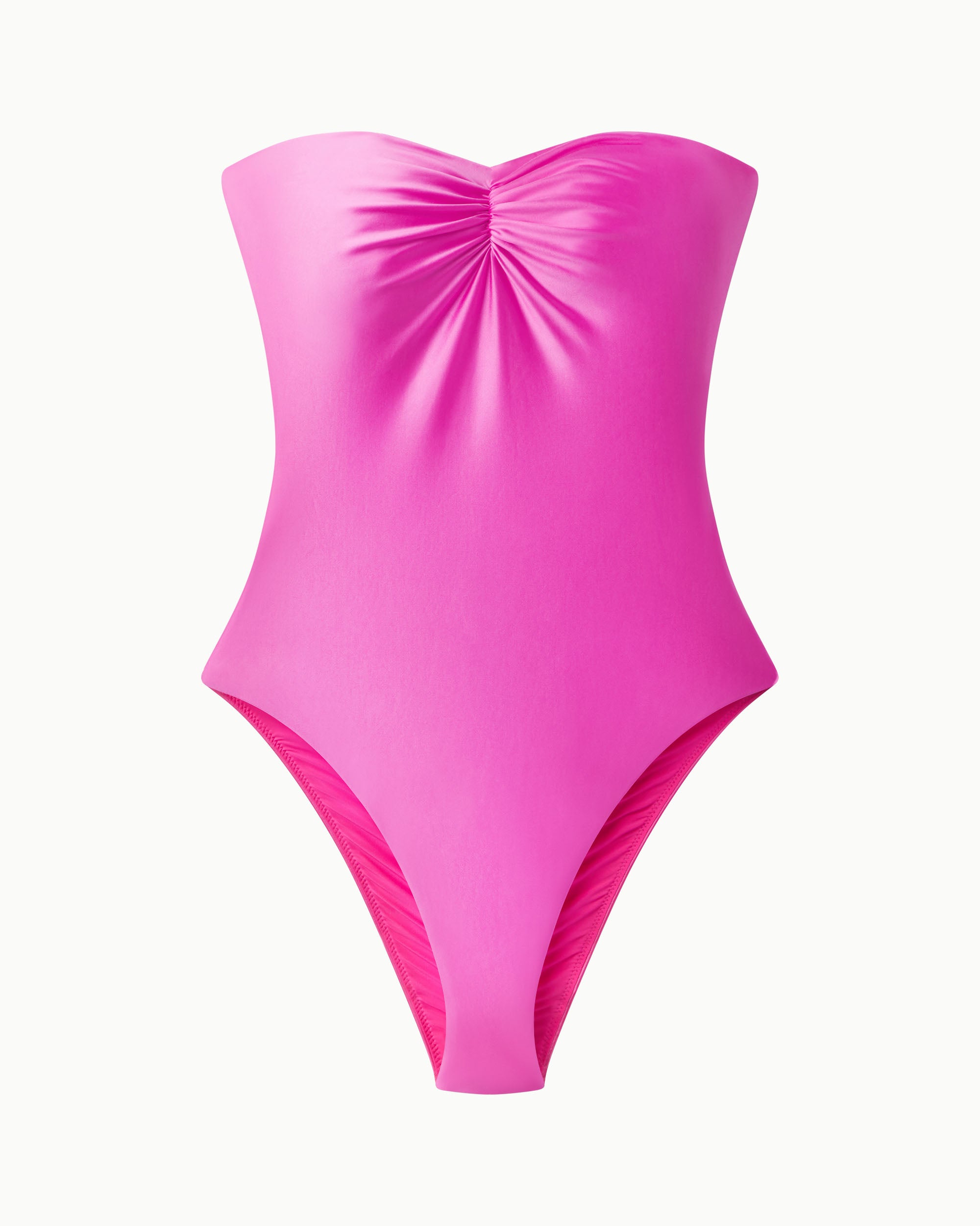 Strapless Ruched One Piece | Candy Pink