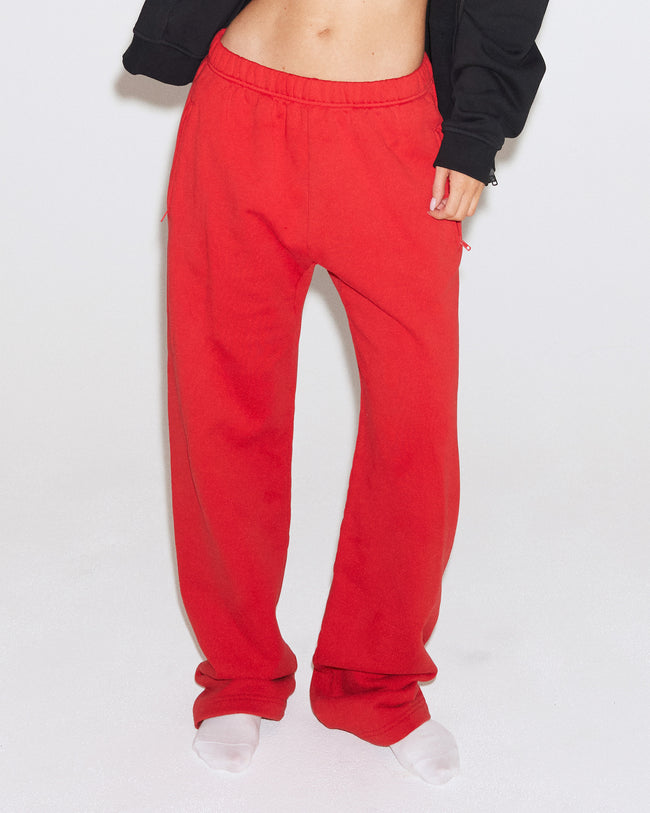 Fleece Straight Leg Pant | Red