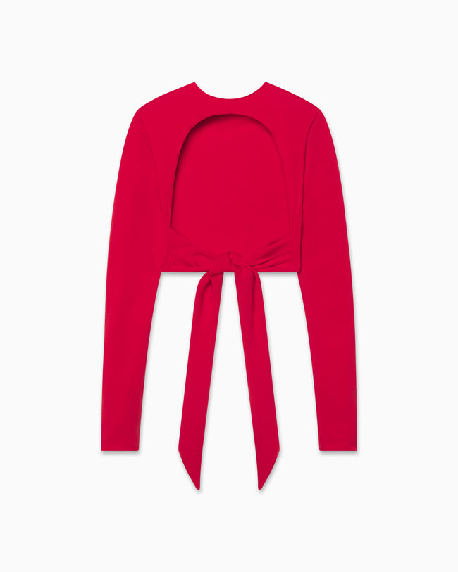 Long Sleeve Wrap Top | Red