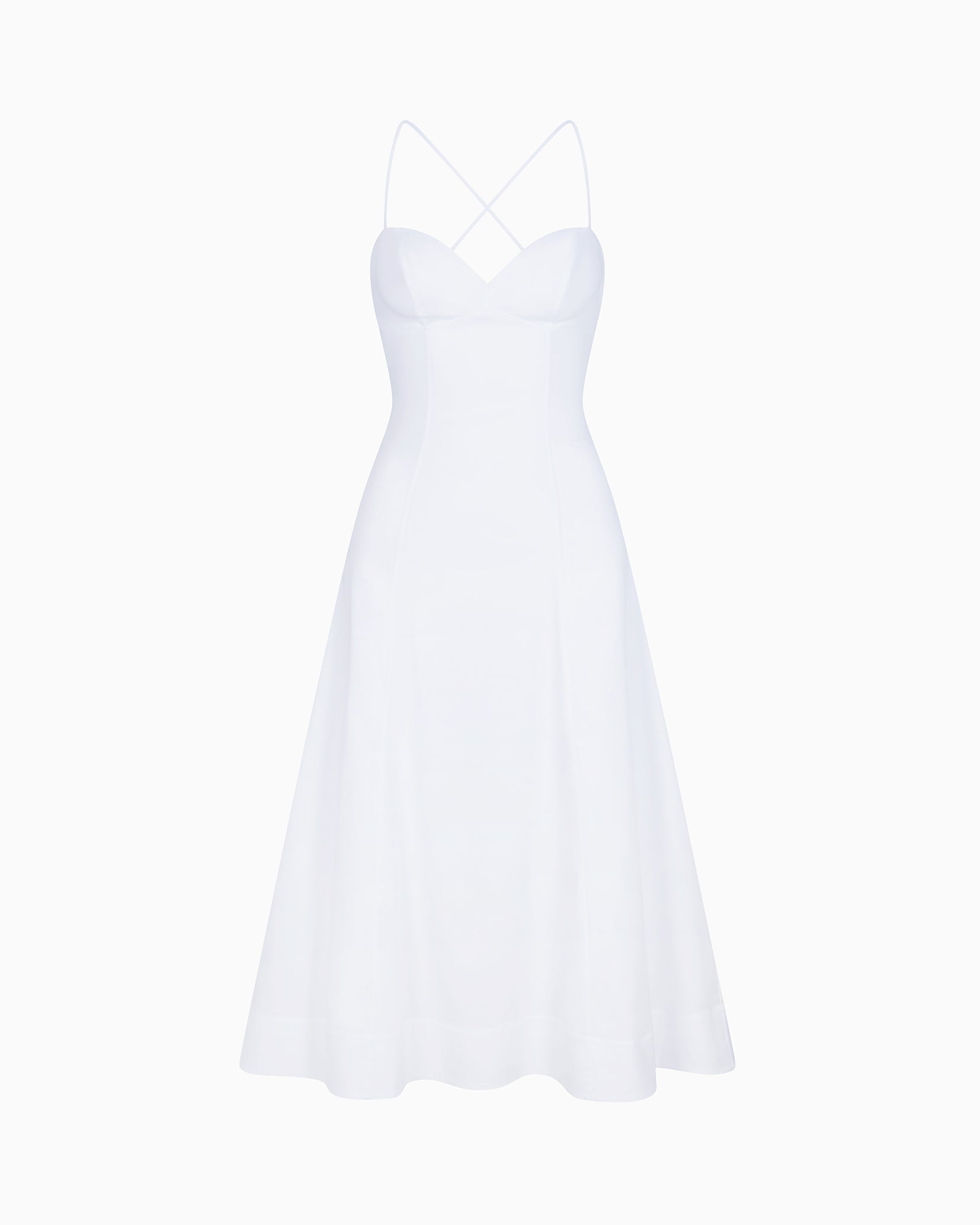 Poplin Low Back Midi Dress | White