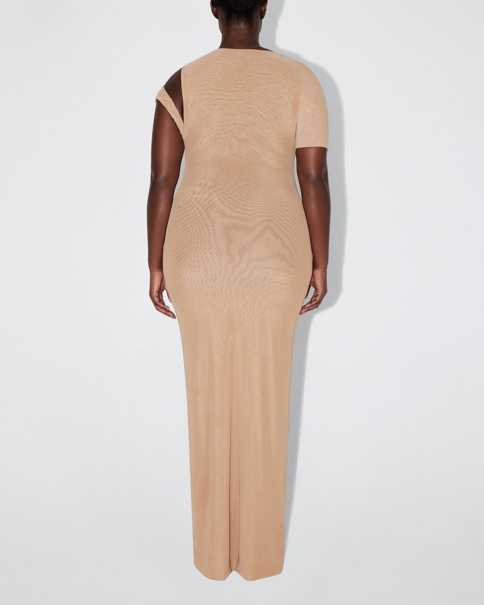 Mesh Stretch Twist Maxi Dress | Nude