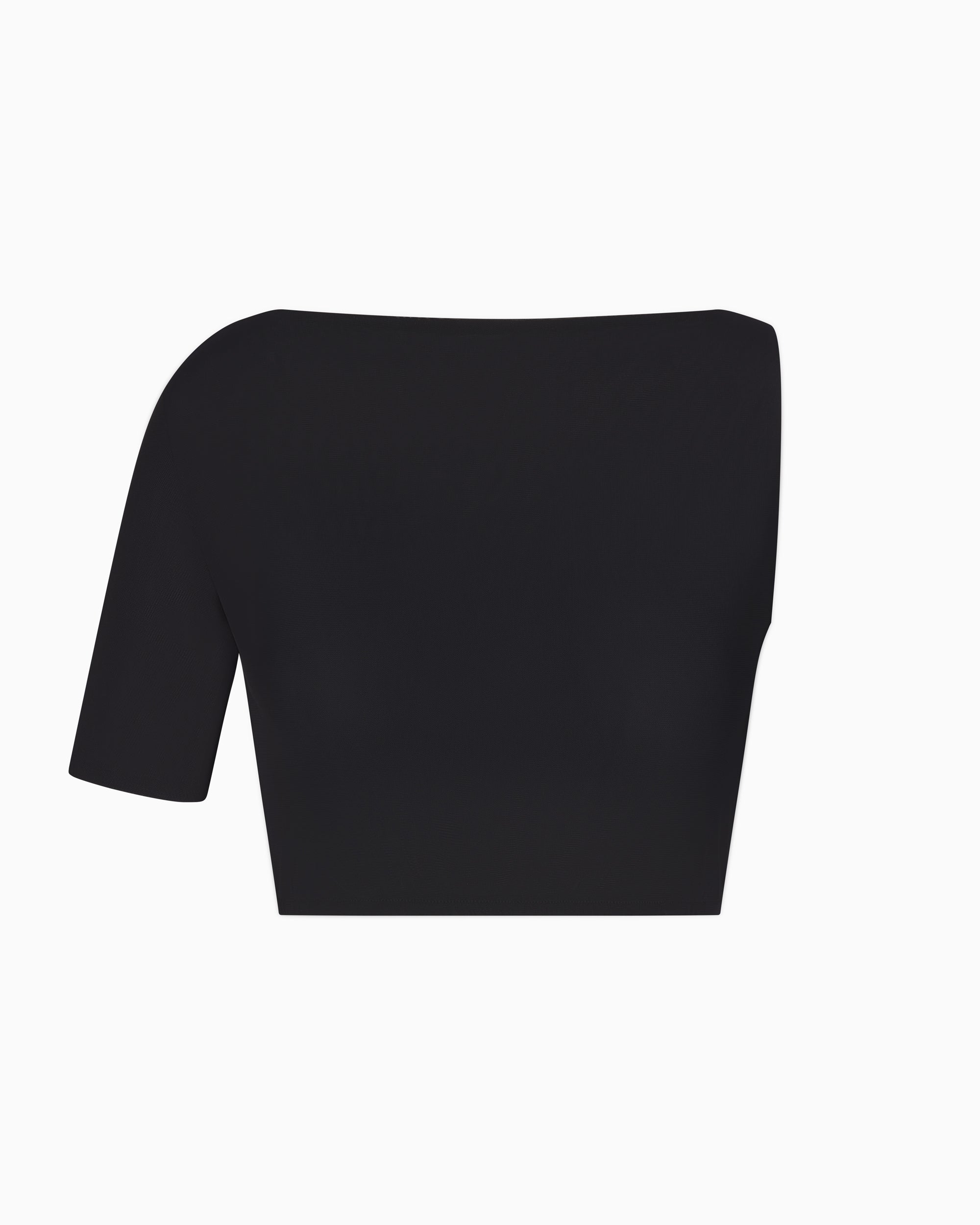 Mesh Stretch Micro One Shoulder Top | Black