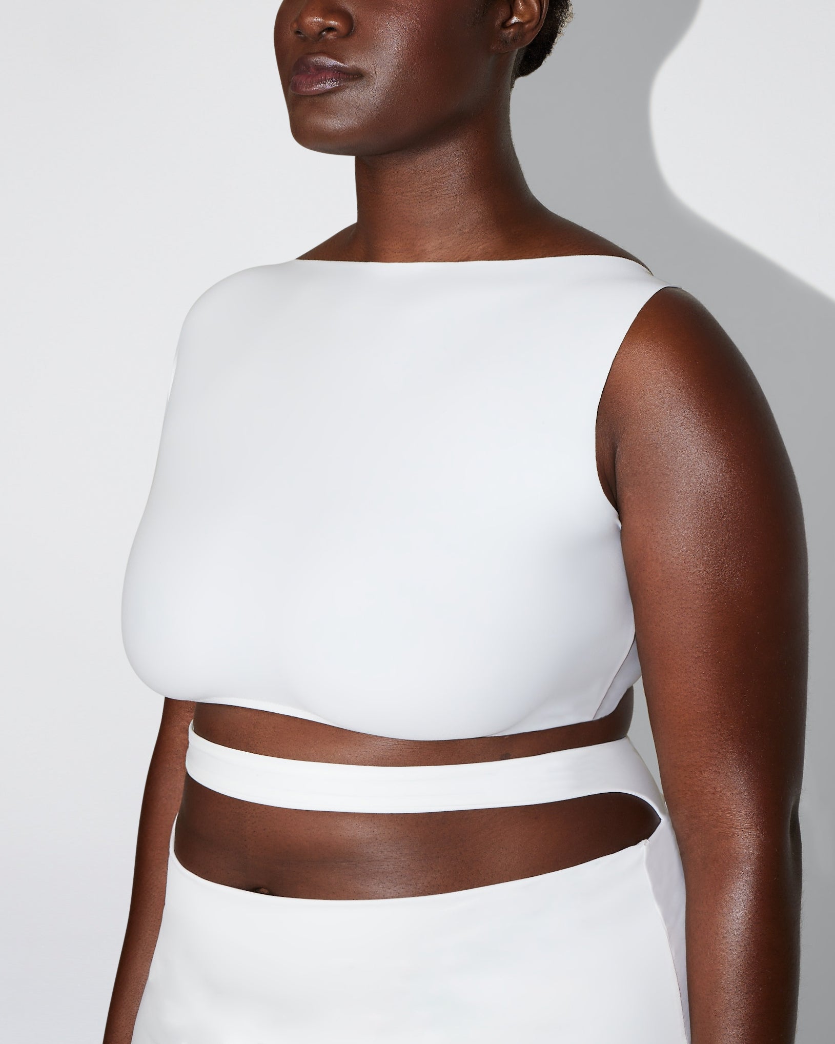 Sleek Stretch Micro One Shoulder Top | Bright White