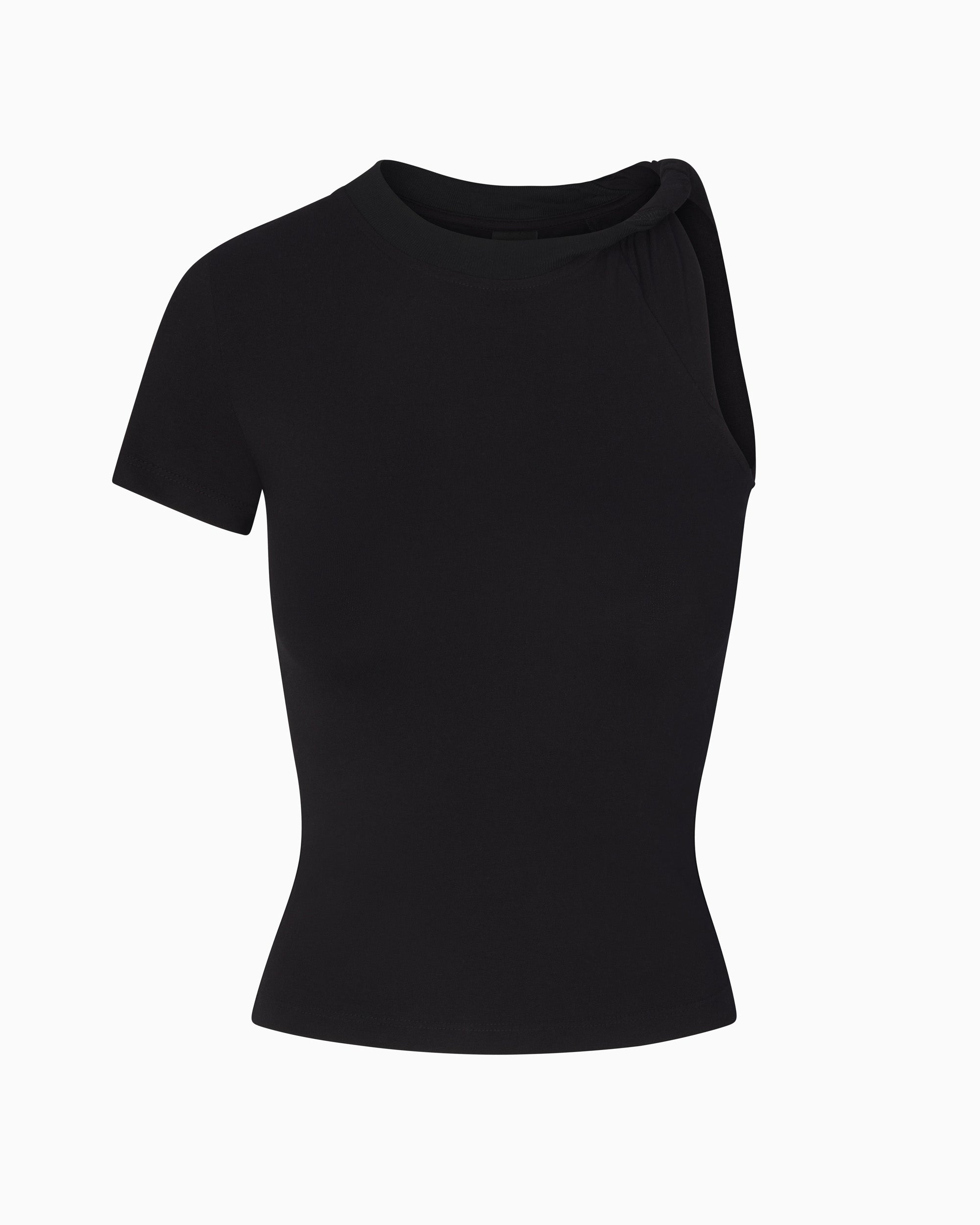 One Shoulder Twist Tee | Black