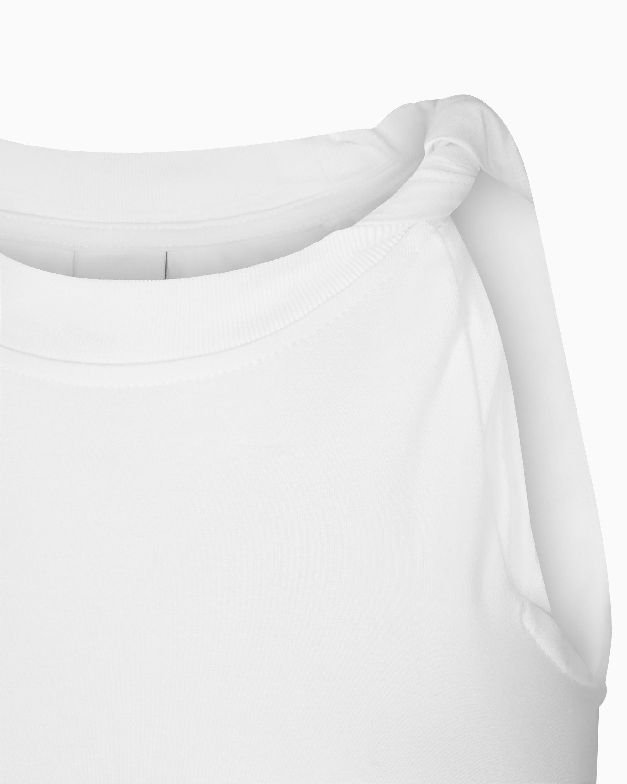 One Shoulder Twist Tee | White