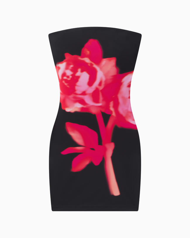 Smooth Stretch Strapless Mini Dress | Black Peony