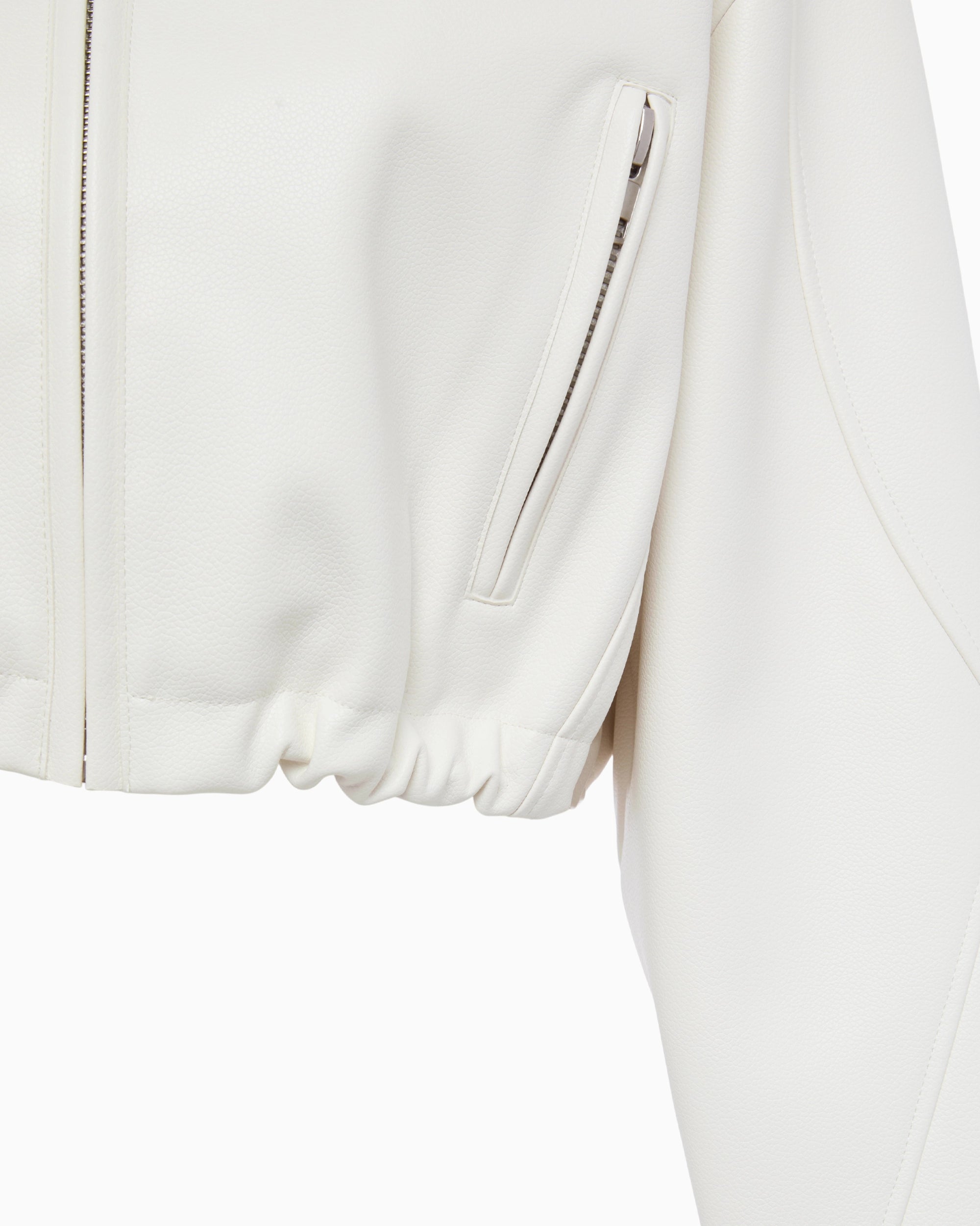 Faux Leather Cropped Hooded Jacket | Chalk