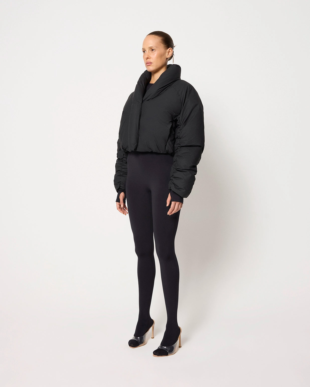 Cropped Puffer Jacket | Black