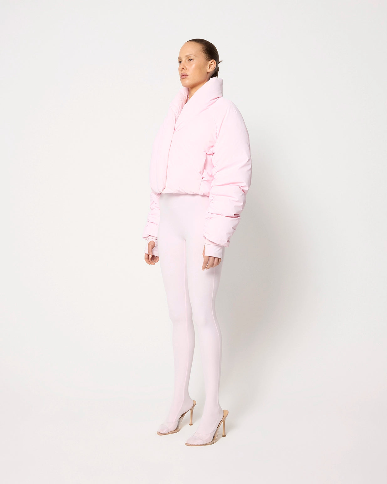 Cropped Puffer Jacket | Powder Pink