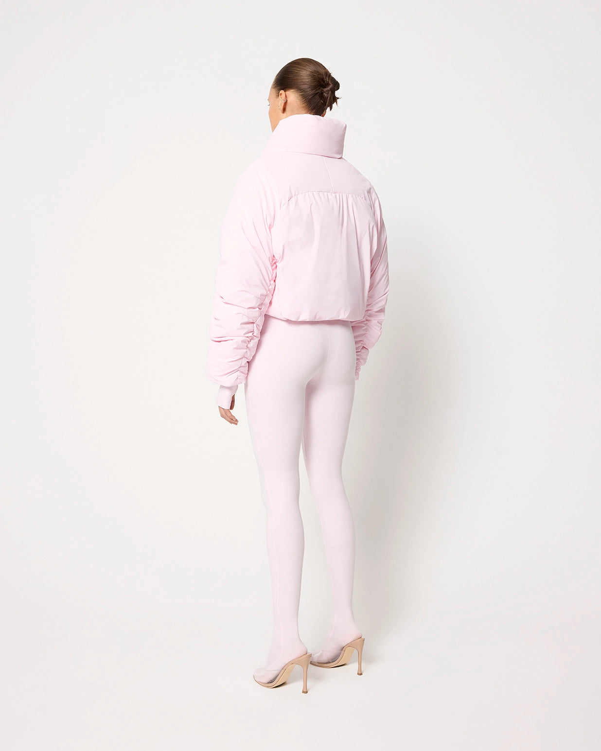 Cropped Puffer Jacket | Powder Pink