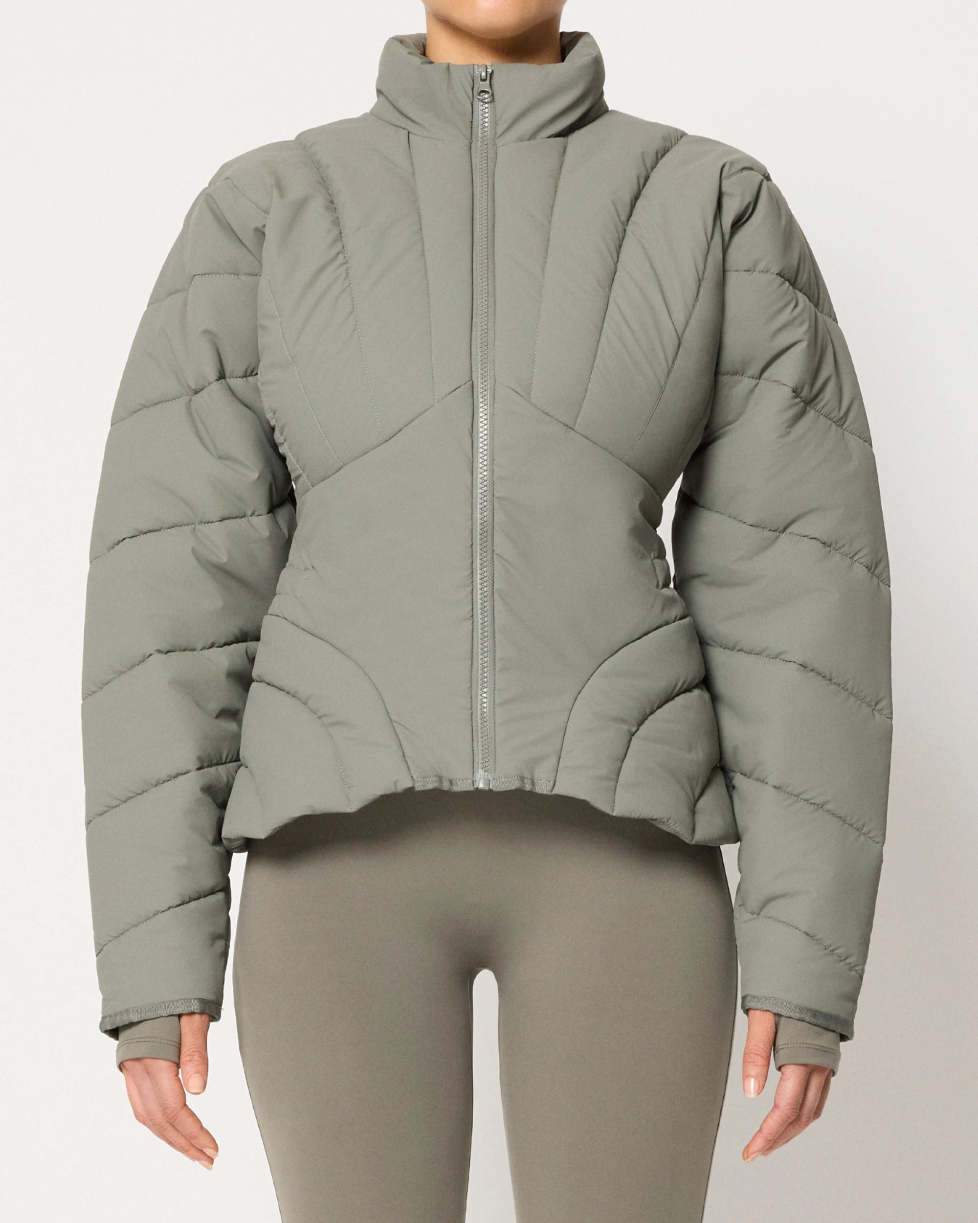 Sculpted Puffer Jacket | Dusty Olive