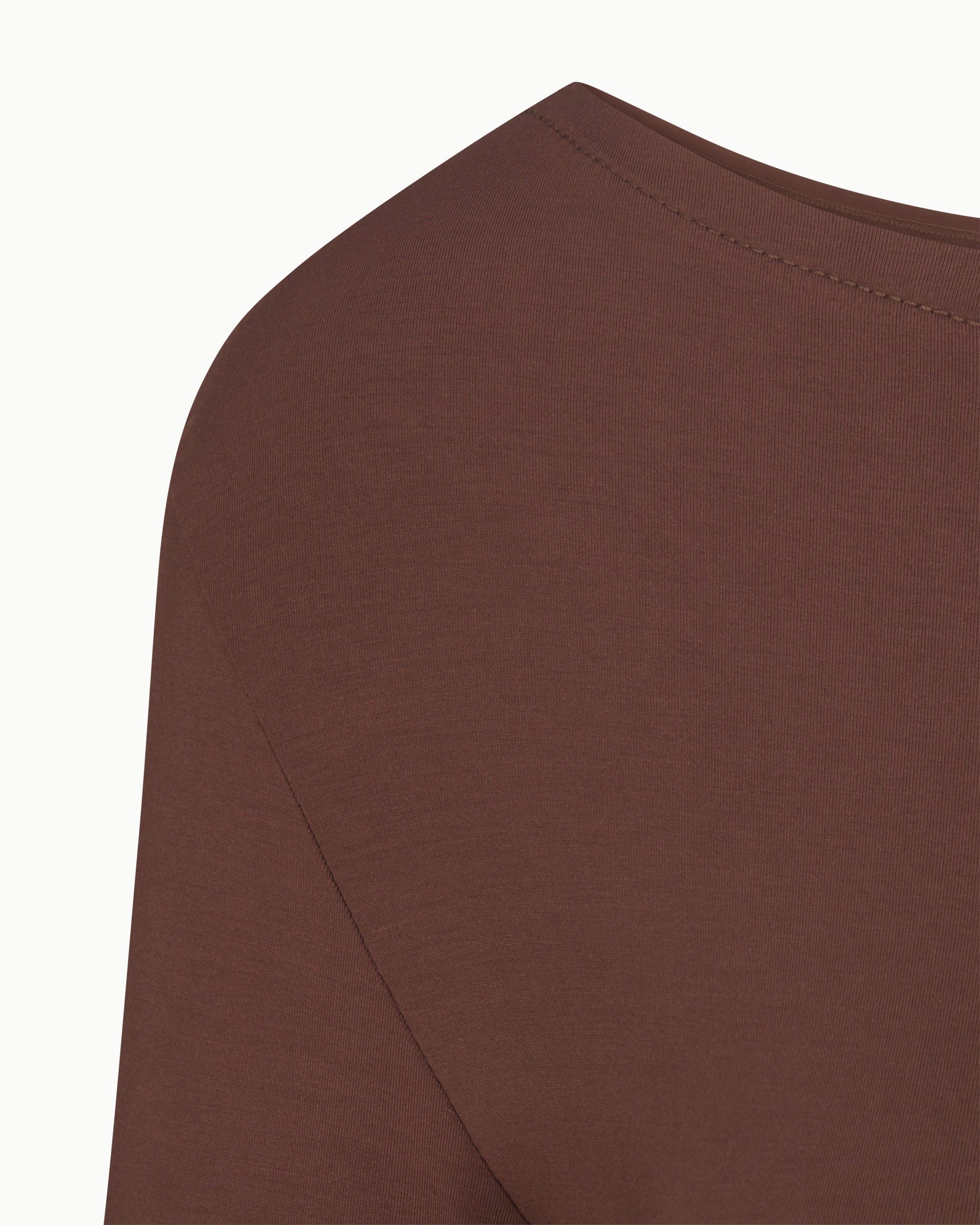 Soft Stretch Boat Neck Long Sleeve | Chocolate