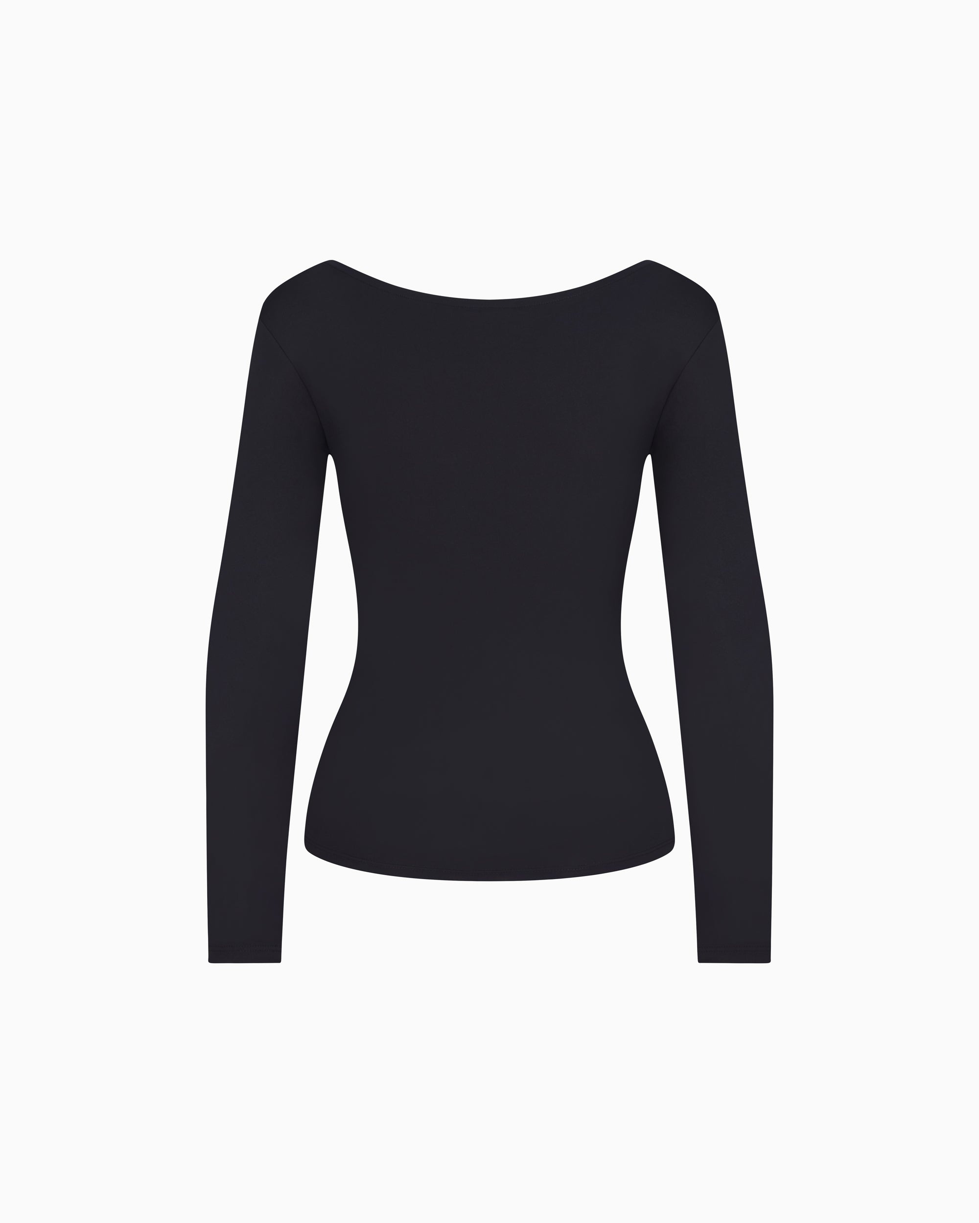 Smooth Stretch Boat Neck Long Sleeve | Black