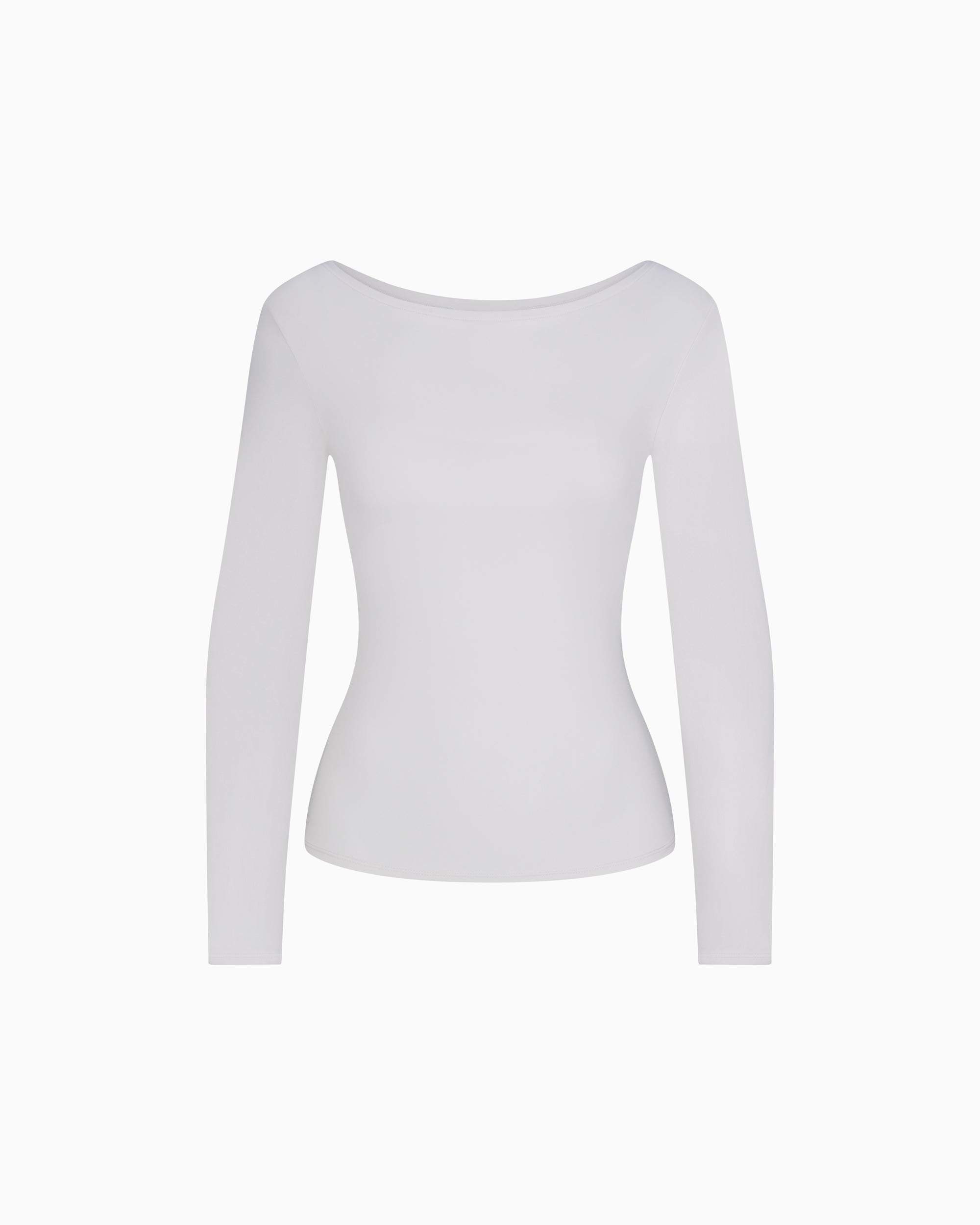 Smooth Stretch Boat Neck Long Sleeve | Light Grey