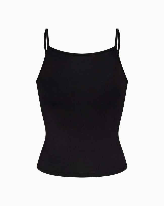 Soft Stretch High Neck Tank | Black