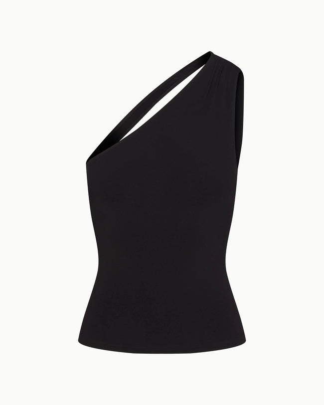 One Shoulder Cutout Tank | Black