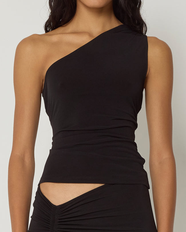 One Shoulder Cutout Tank | Black