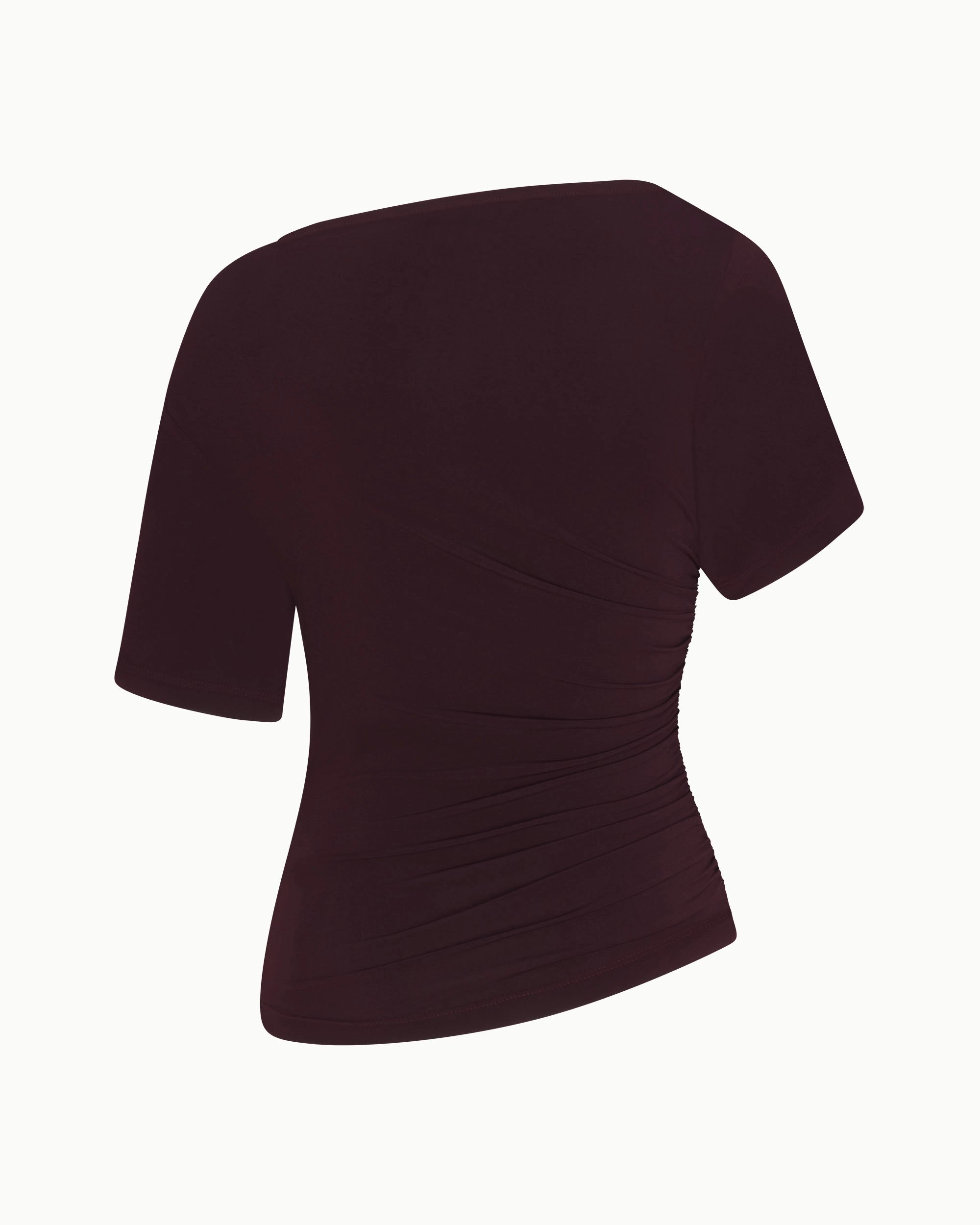 Asymmetrical Ruched Top | Black Cherry