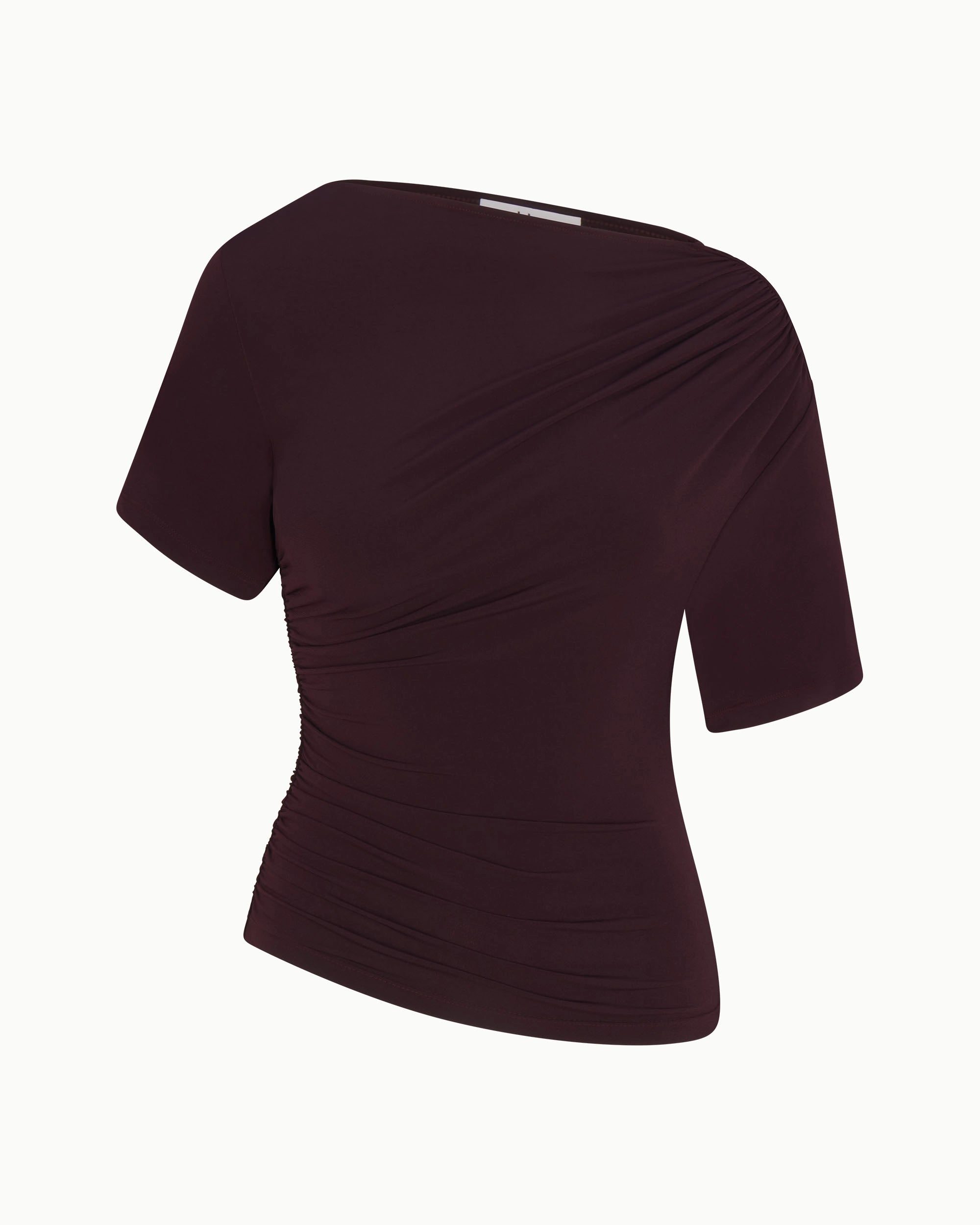 Asymmetrical Ruched Top | Black Cherry