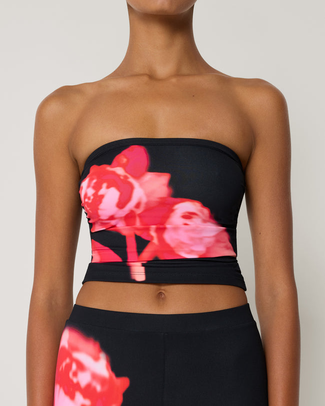 Smooth Stretch Tube Top | Black Peony